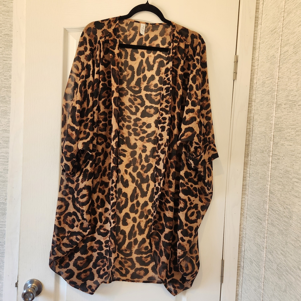 L Love Animal Print Cardigan One Size Euc